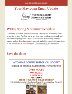 WCHS email news May 22